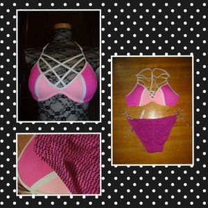 PINK Victoria's Secret caged pushup cheeky bikini